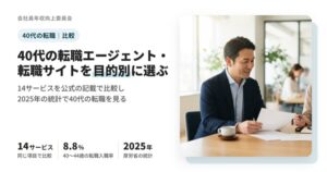40代の転職エージェント・転職サイト13サービスの比較と、2025年の統計で見る40代の転職をまとめた記事のアイキャッチ