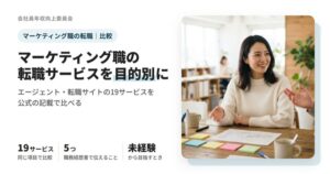 マーケティング職の転職エージェント・転職サイト19サービスを目的別に比べた記事のアイキャッチ